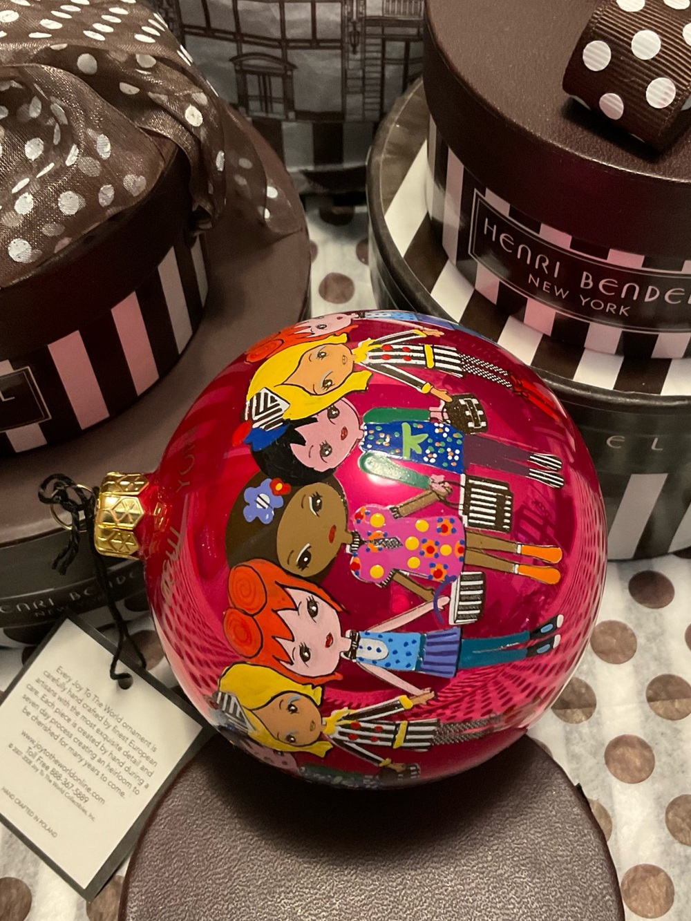 Rare Henri Bendel Joy to the World Bendel Dolls Ornament with Tag & Original Box - Picture 8 of 16